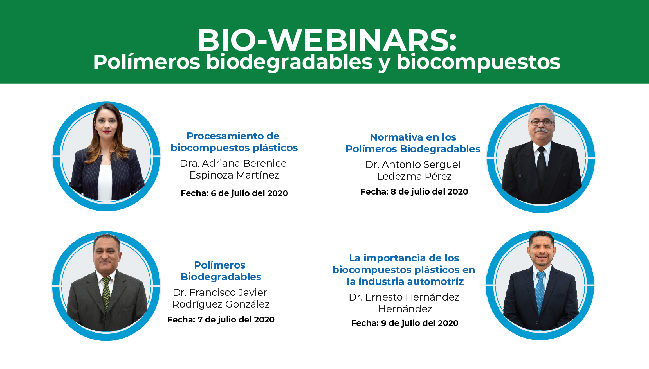 Ilustración de Bio-webinars sobre polímeros biodegradables y biocompuestos